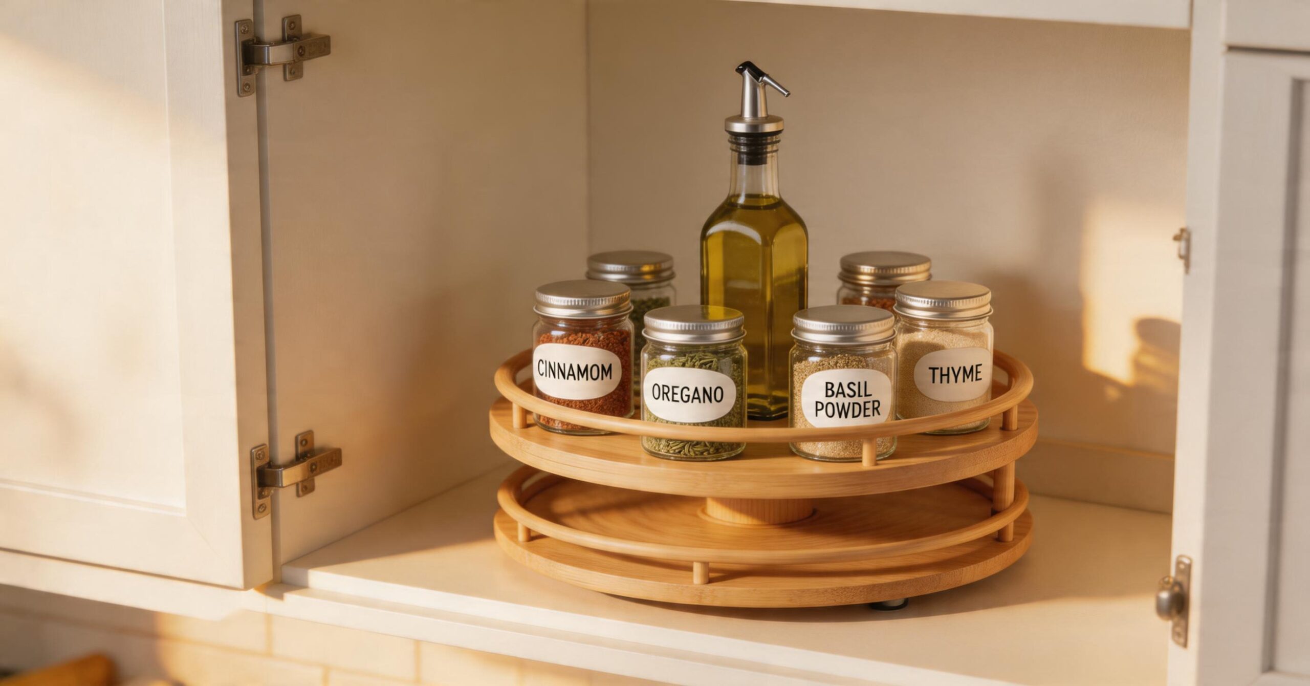spaceaid 2 tier bamboo lazy susan spice rack