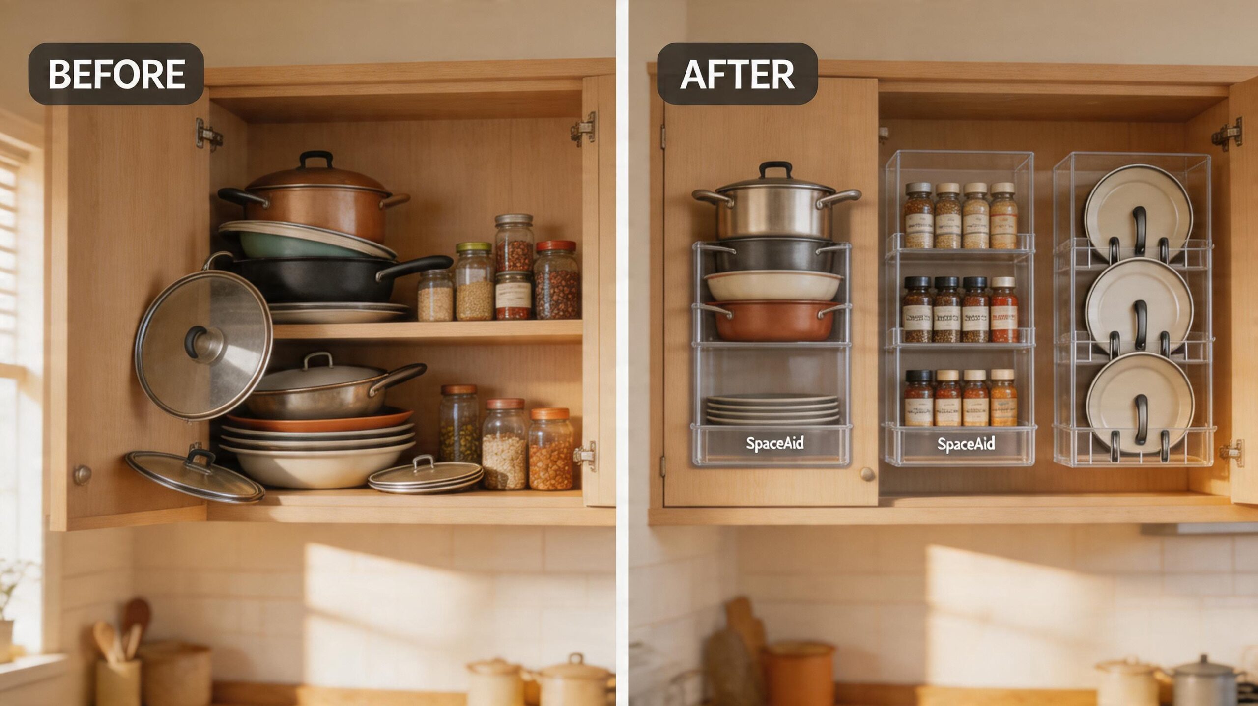 spaceaid kitchen organizers before after transformation