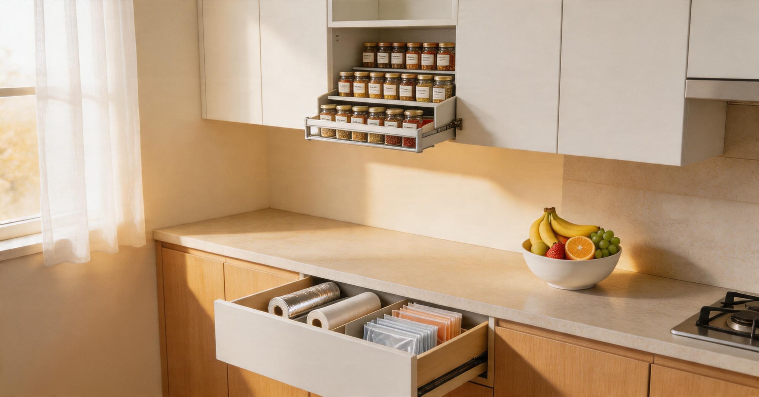 spaceaid organized small rental kitchen